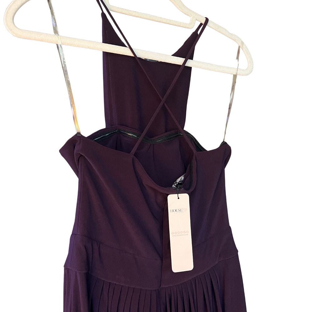 House of CB High Square Neck Gown Dark Purple NWT - Picture 5 of 7